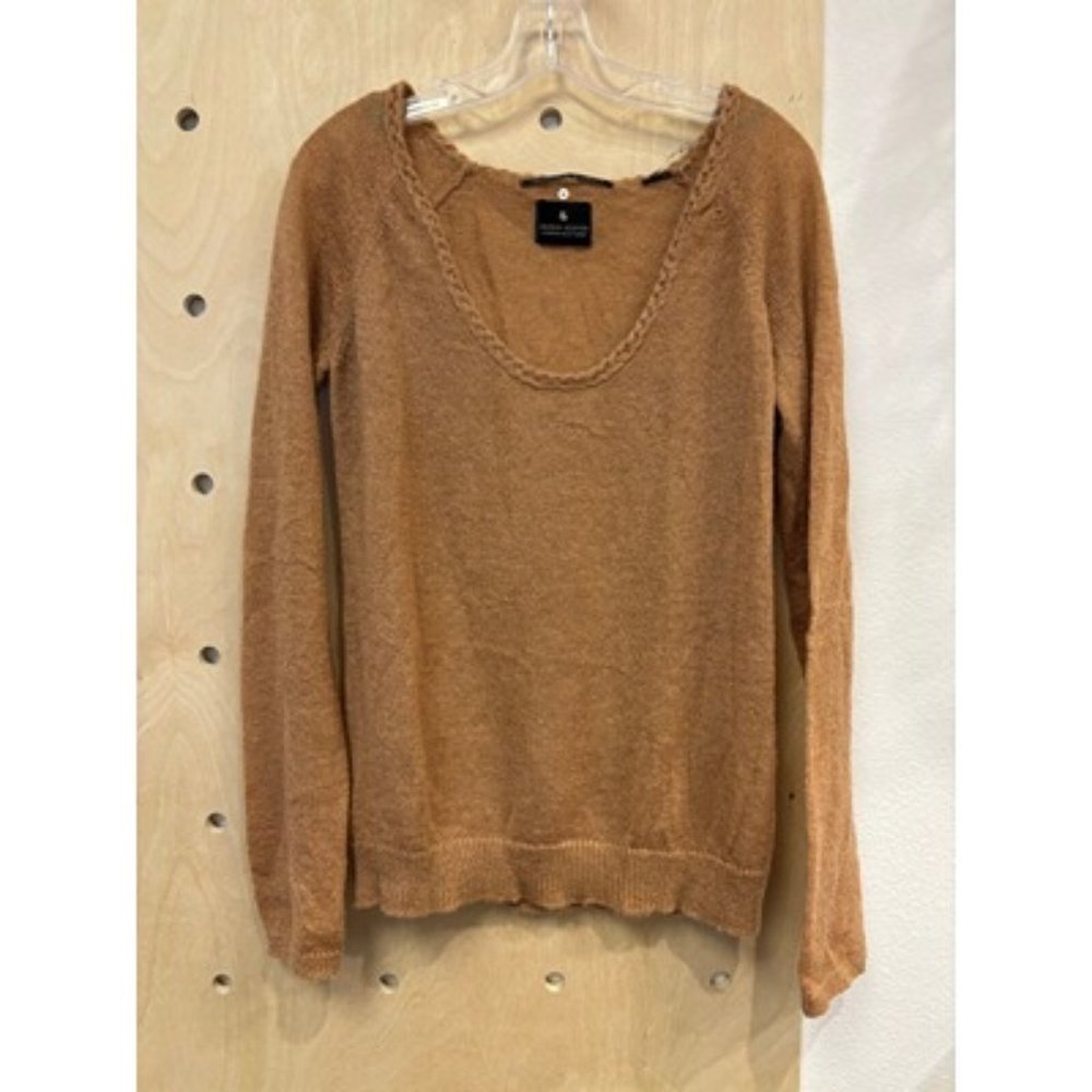 Creature De Vetements Women's Camel Long Sleeve Scoop Neck Pullover Knit Angora
